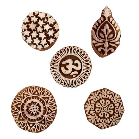 Set of 5 Piece New Mix Wooden Printing Blocks